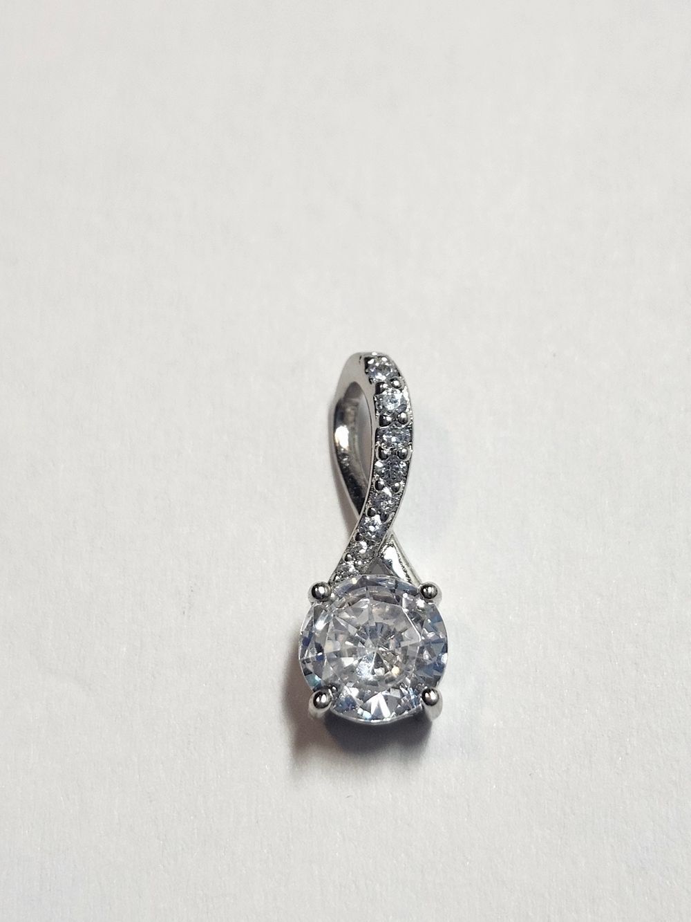 Sterling Silver White Cubic Zirconia Pendant Necklace Accent